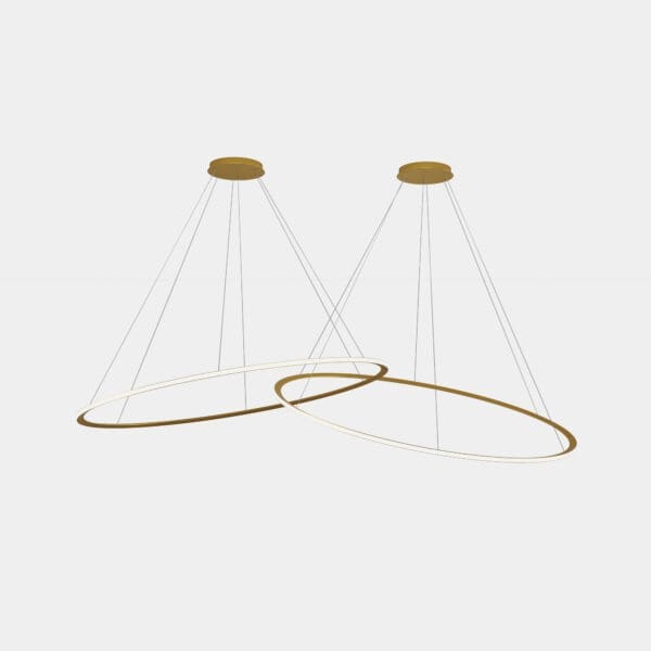 LEDS C4 - Lampada a sospensione Circular Inward 2 Rings Ø2000 Horitzontal - Oro