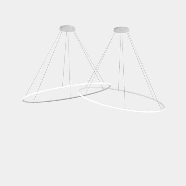LEDS C4 - Lampada a sospensione Circular Inward 2 Rings Ø2000 Hortizontal Recessed - Bianco