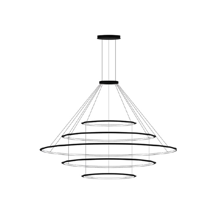 LEDS C4 - Lampada a sospensione Circular Outward 5 Rings (ø1200 Ø2000 Ø3000 Ø2000 Ø1200) - Nero