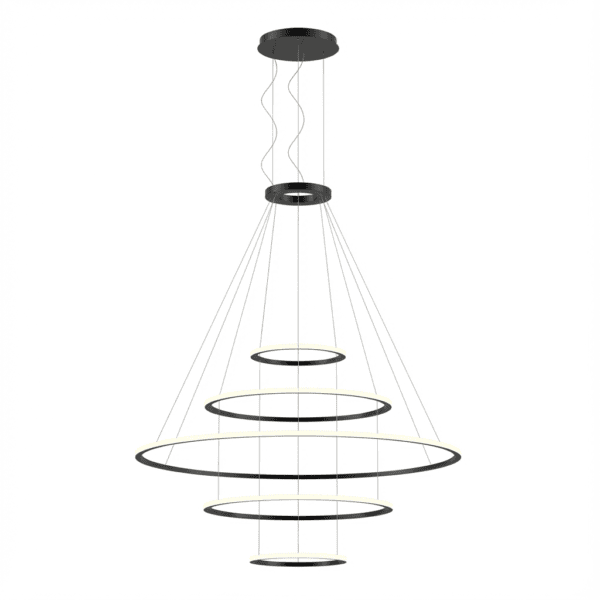 LEDS C4 - Lampada a sospensione Circular Outward 5 Rings (ø600 Ø1200 Ø2000 Ø1200 Ø600) - Nero
