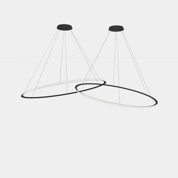 LEDS C4 - Lampada a sospensione Circular Outward 2 Rings Ø2000 Horitzontal - Nero