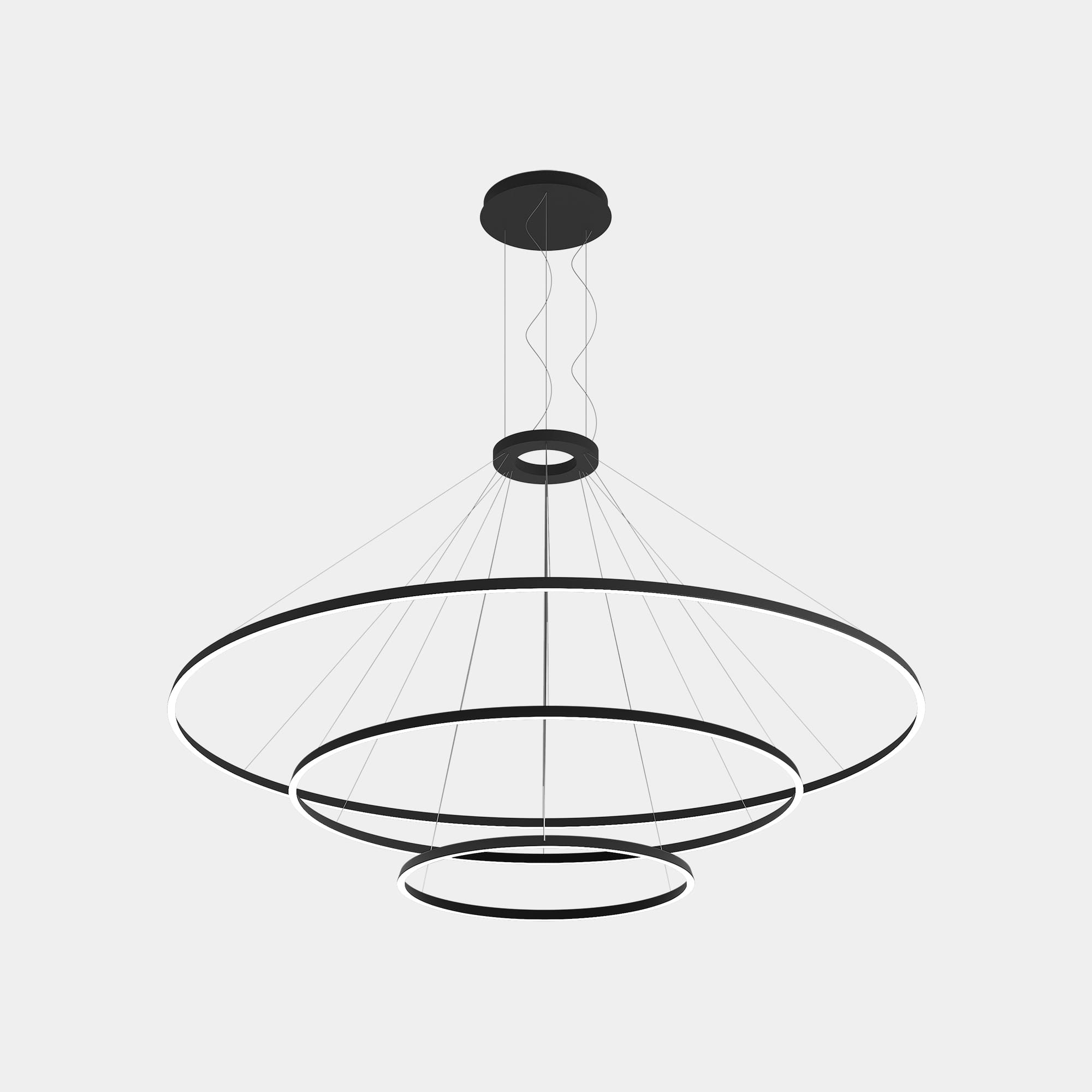 LEDS C4 - Lampada a sospensione Circular Downward 3 Rings (ø3000 Ø2000 Ø1200) - Nero