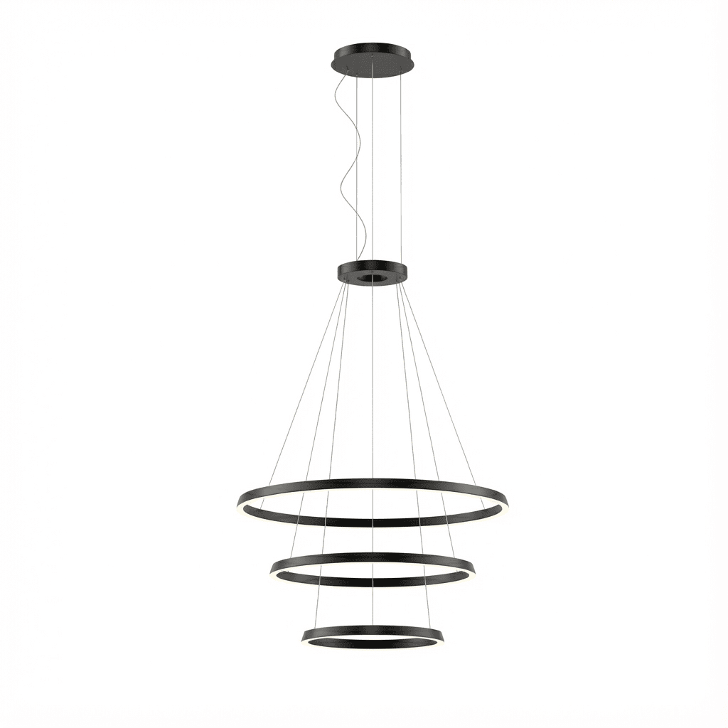 LEDS C4 - Lampada a sospensione Circular Downward 3 Rings (ø1200 Ø900 Ø600) - Nero