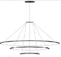 LEDS C4 - Lampada a sospensione Circular Downward 3 Rings (ø1200 Ø900 Ø600) - Nero