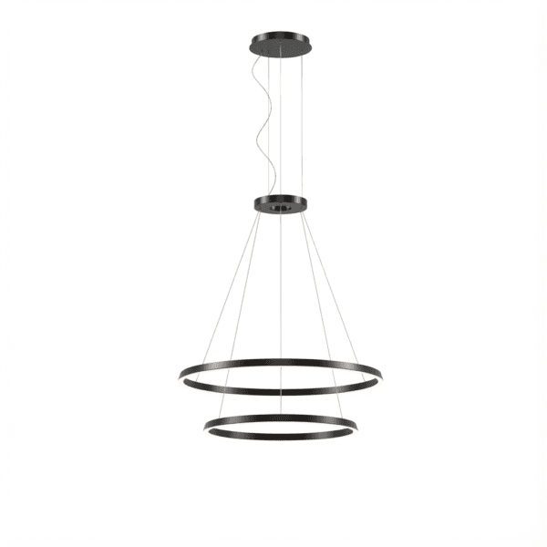 LEDS C4 - Lampada a sospensione Circular Downward 2 Rings (ø1200 Ø900) - Nero