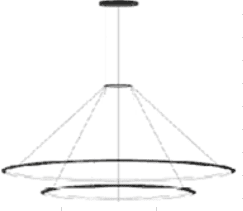 LEDS C4 - Lampada a sospensione Circular Downward 2 Rings (ø1200 Ø900) - Nero
