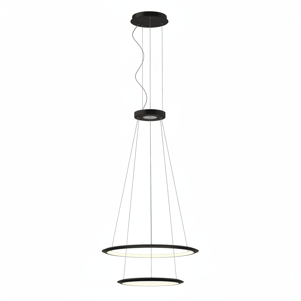LEDS C4 - Lampada a sospensione Circular Downward 2 Rings (ø900 Ø600) - Nero