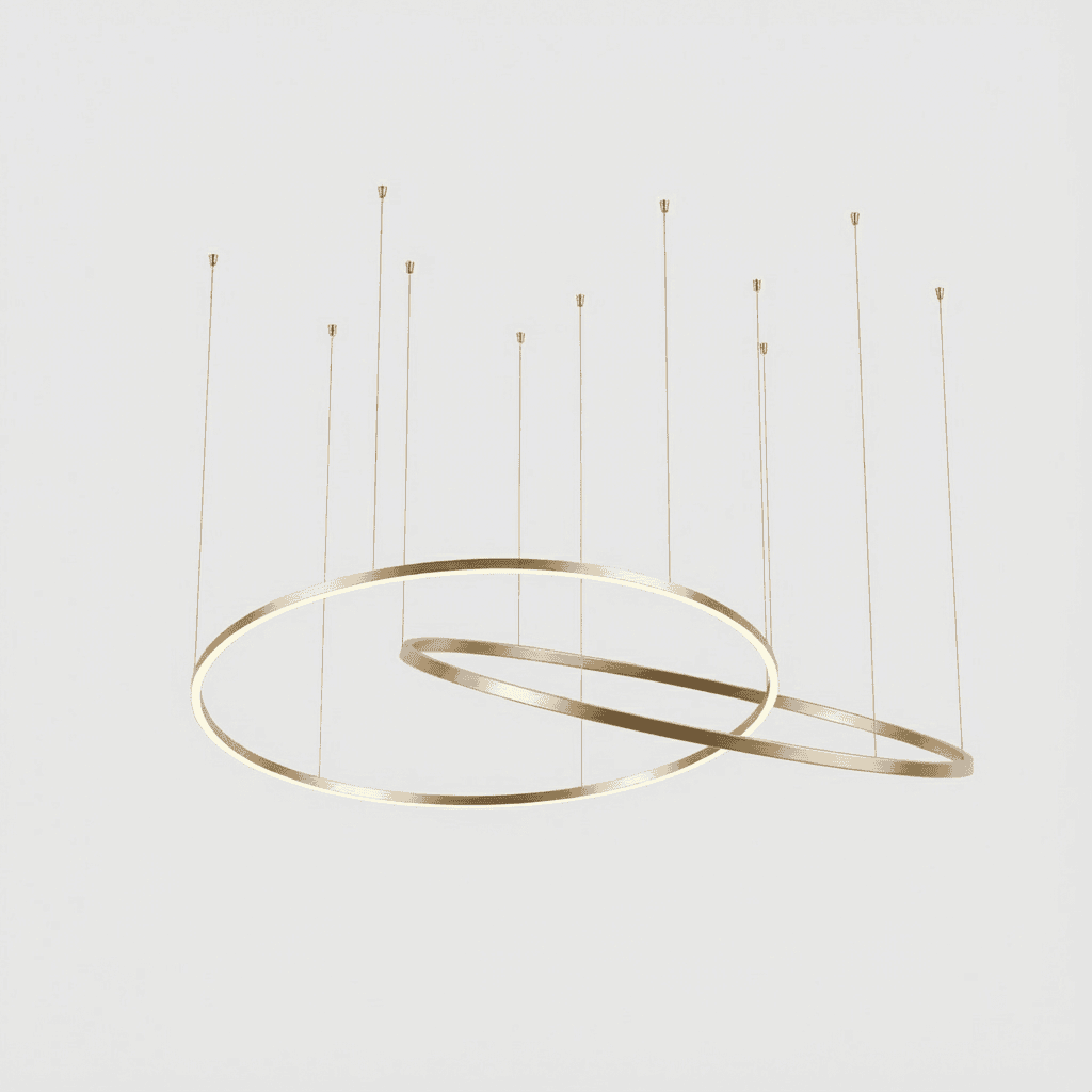 LEDS C4 - Lampada a sospensione Circular Downward 2 Rings Ø2000 Horitzontal - Oro