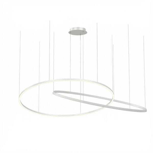 LEDS C4 - Lampada a sospensione Circular Downward 2 Rings Ø2000 Horitzontal Recessed - Bianco