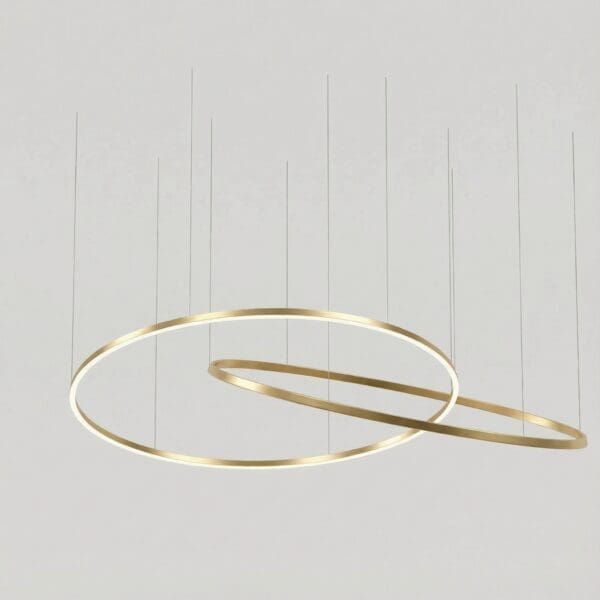 LEDS C4 - Lampada a sospensione Circular Downward 2 Rings Ø2000 Horitzontal Recessed - Oro
